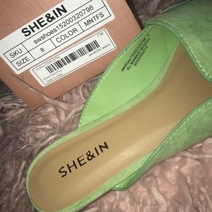 SHEIN mint green slides
